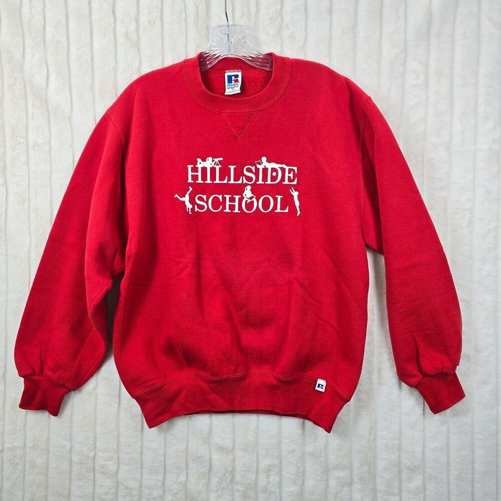 Vtg Russell Athletic Men's Red Hillside School Sweatshirt Made In USA Size M